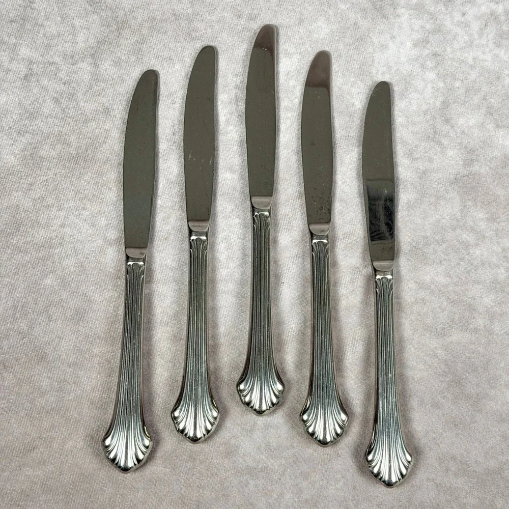 Gorham Grande Quintette Stainless Steel Dinner Knives Set of 5 Shell Design
